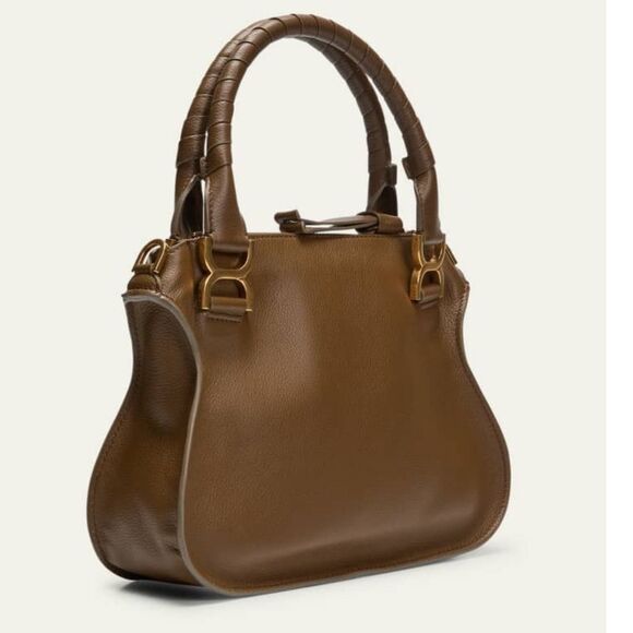 Chloe Marcie Small Satchel Bag in Grained Calfskin Dark Khaki NWT - Picture 2 of 4